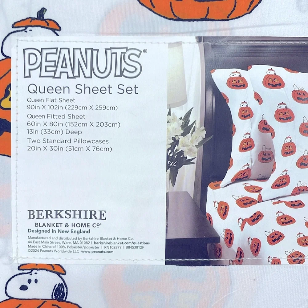 Peanuts 4PC Pumpkin Halloween Queen Sheet Set